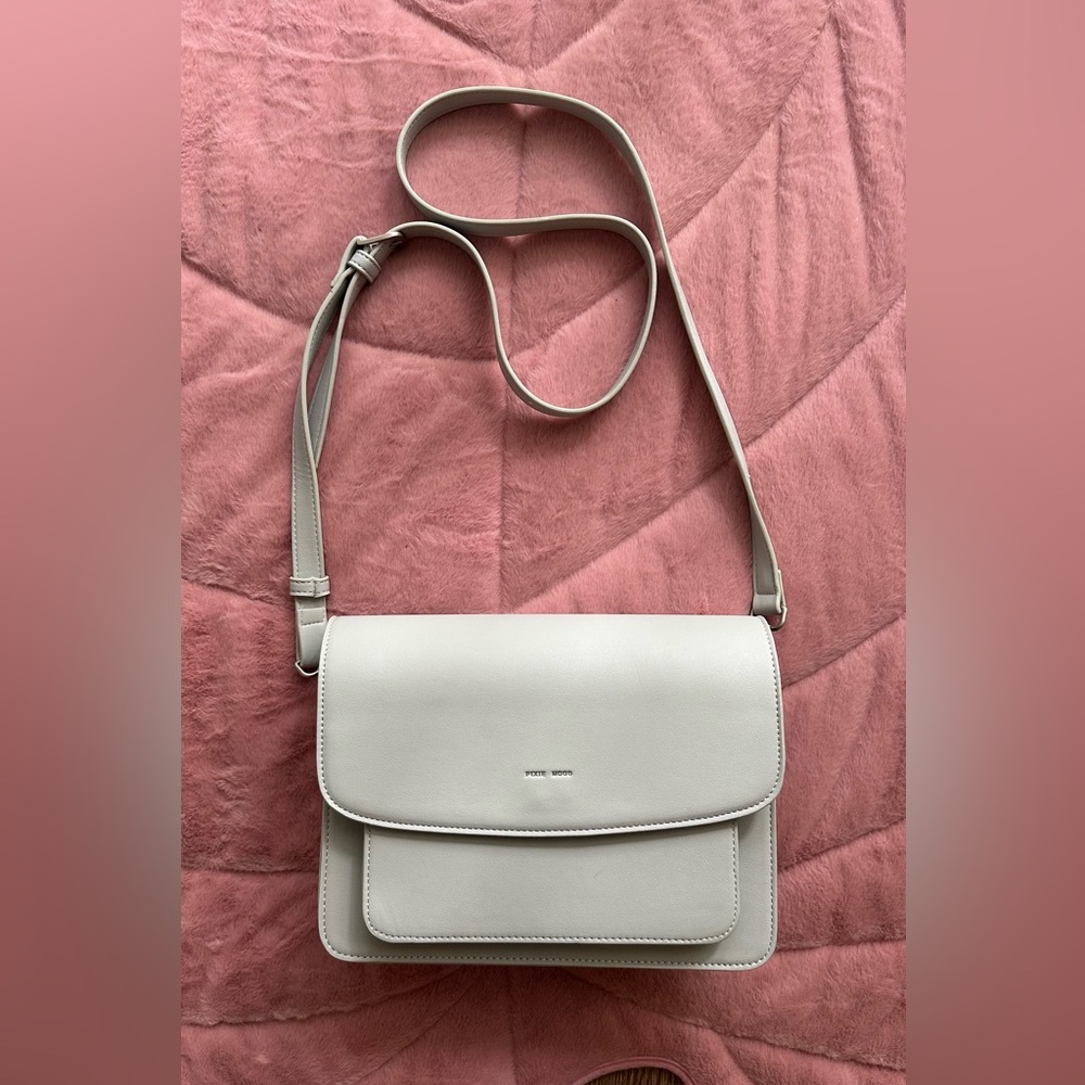 Pixie Mood Light Gray Vegan Leather Crossbody Bag | Adjustable Strap |
